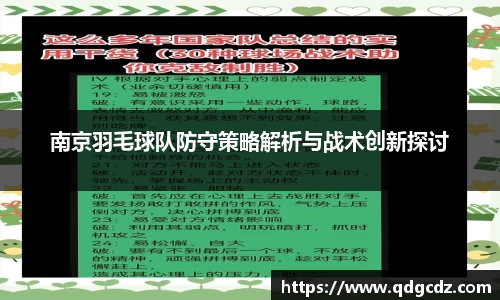 南京羽毛球队防守策略解析与战术创新探讨